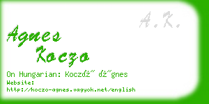 agnes koczo business card
